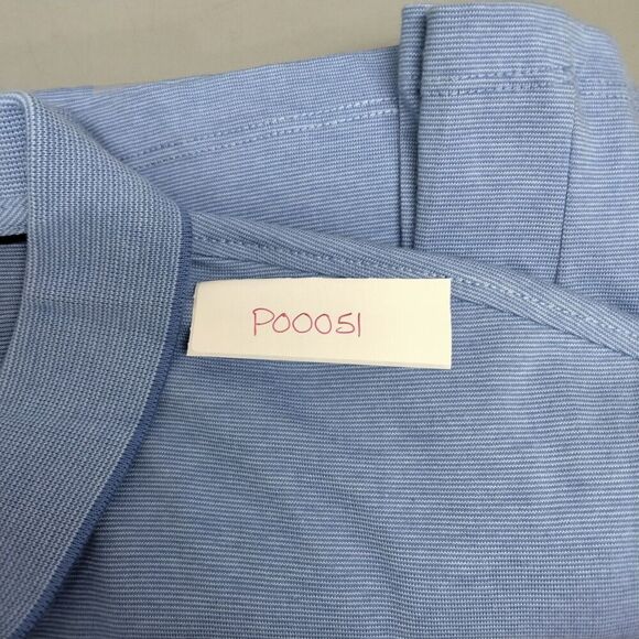 Alfani NEW! Polo Shirt Mens XXL Blue Short Sleeve Regular Fit Striped Gold Work - Picture 10 of 10